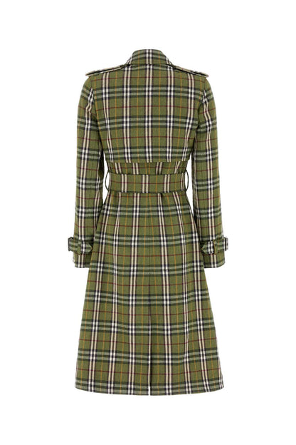 Burberry Women Embroidered Stretch Linen Trench Coat