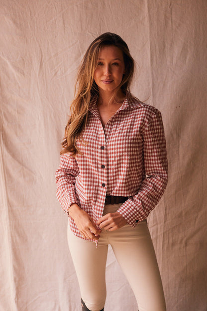 Kaley | Seersucker Gingham Button Down | Cherry Pie