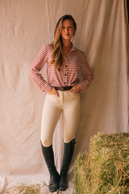 Kaley | Seersucker Gingham Button Down | Cherry Pie