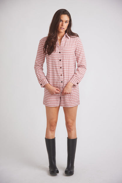 Kaley | Seersucker Gingham Button Down | Cherry Pie
