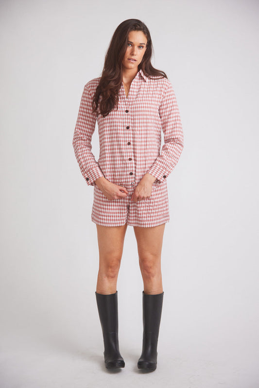 Kaley | Seersucker Gingham Button Down | Cherry Pie