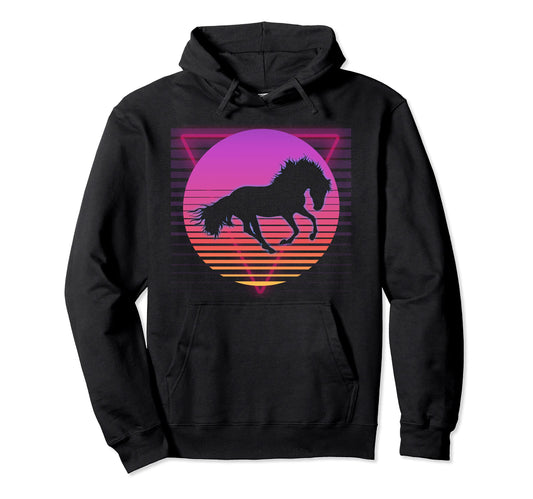 Horse Riding Love Equestrian Vaporwave Hoodie - Aesthetic Graphic Men Women