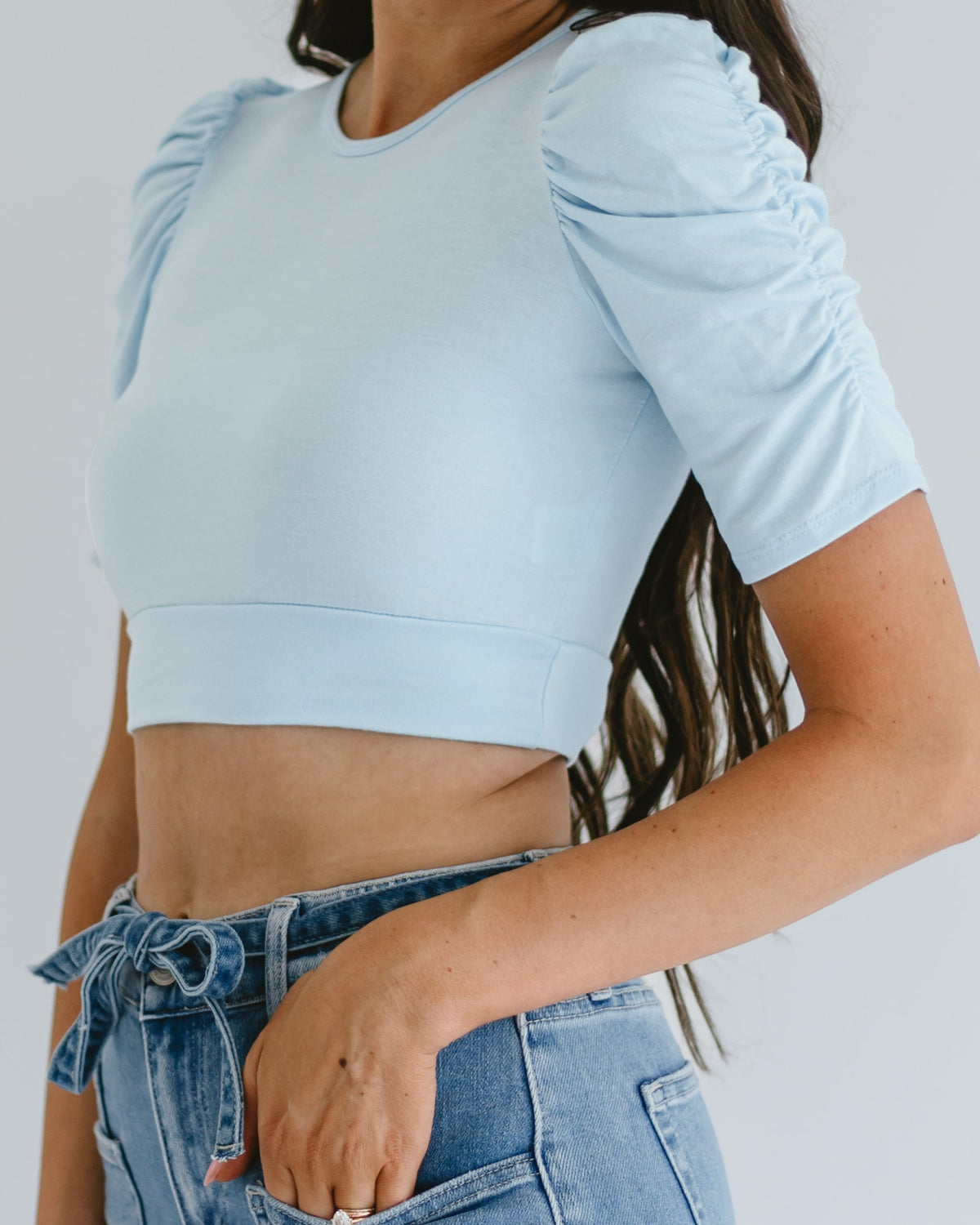 Ruched Sleeve Halftee