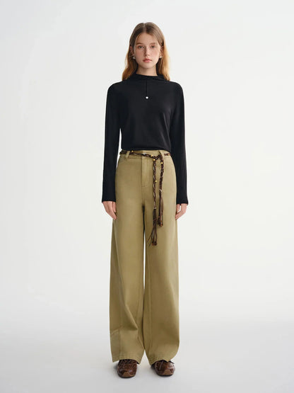 Plus-Size Deconstructivist Workwear Jeans Winter Wide-Leg