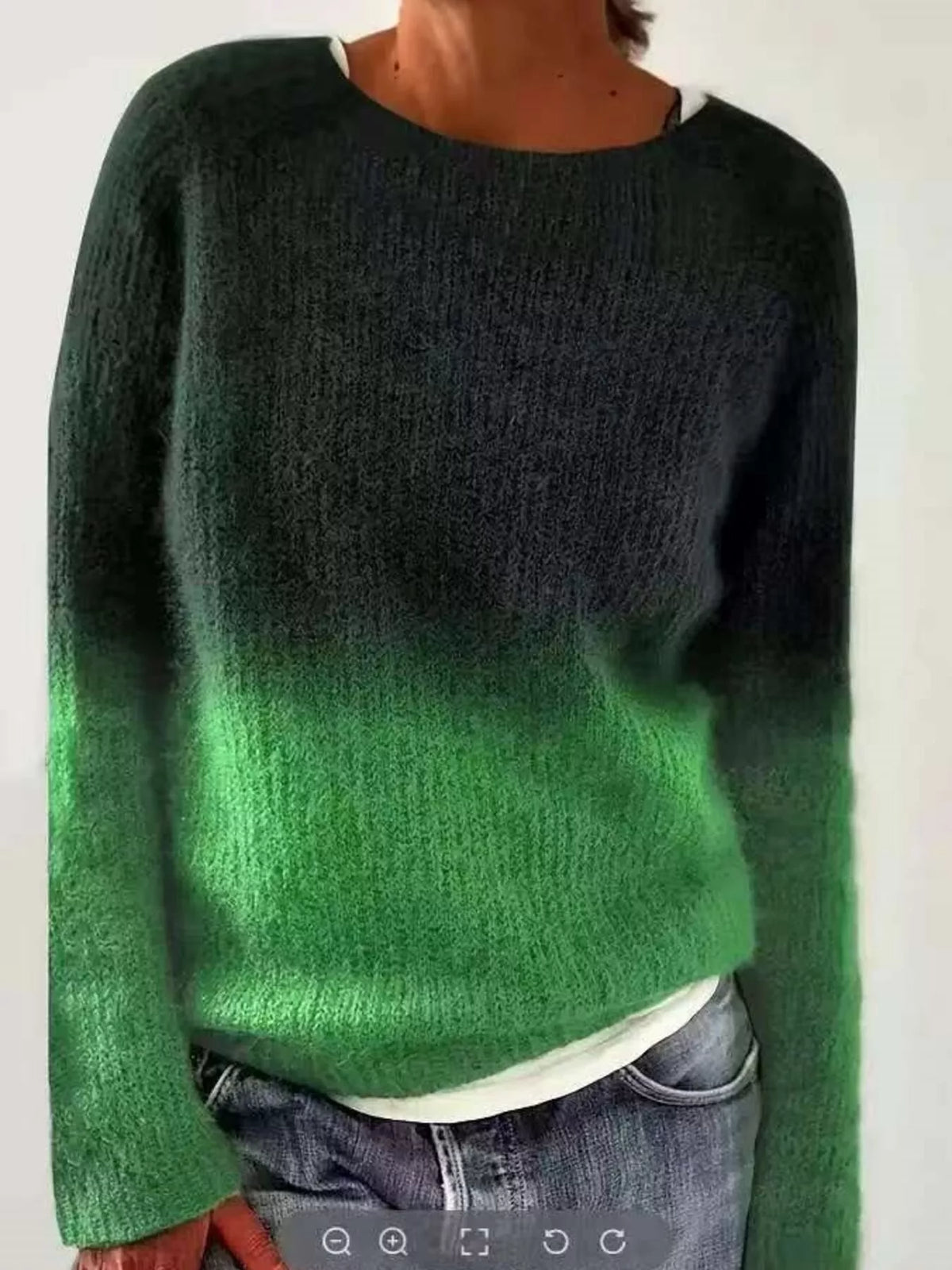 Full Size Vintage Patterned Round Neck Sweater Plus Size