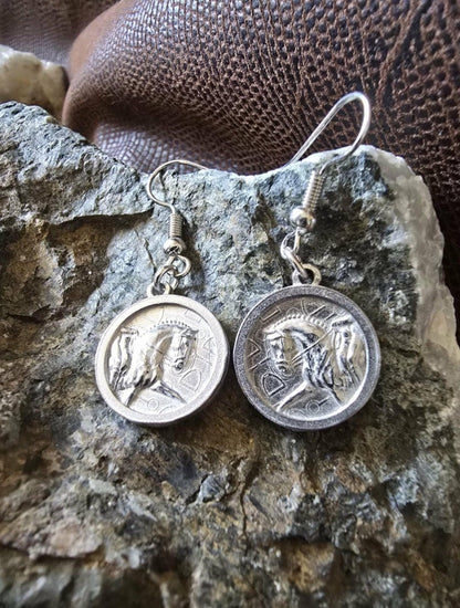 Dressage Horse Pewter Earrings Equestrian Jewelry Horse Earrings